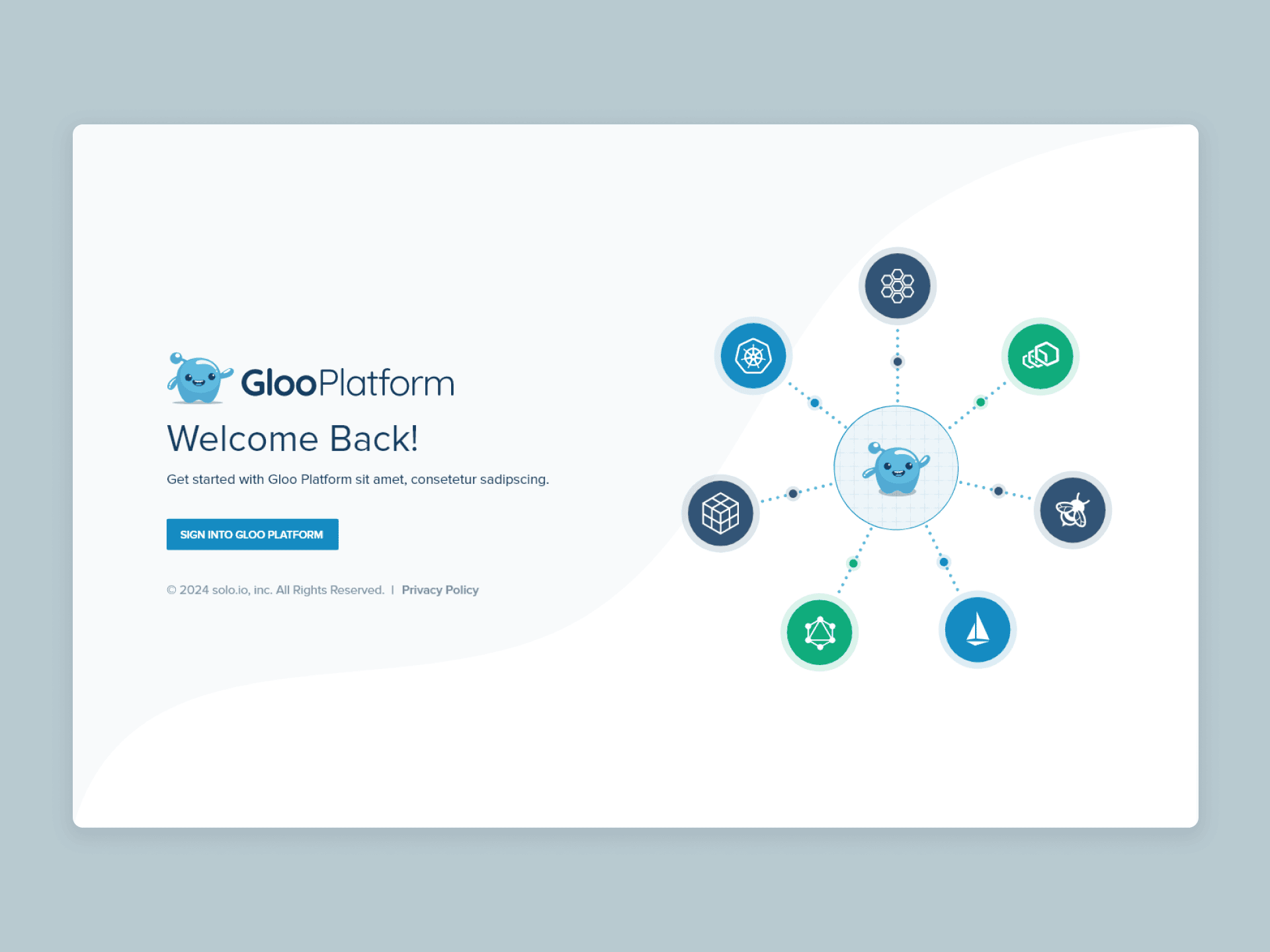 The login screen was designed to offer a clean, secure, and branded entry point to the Gloo platform. It supports enterprise-grade authentication while providing a modern, user-friendly experience that aligns with the rest of the UI system.